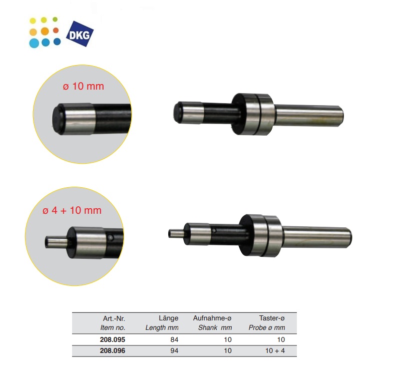 Kantentaster roterende spindel, TiN Ø 10+4 mm | DKMTools - DKM Tools