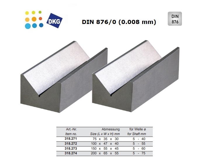 V-Blokken DIN 876-0, 75 mm, 90° | DKMTools - DKM Tools