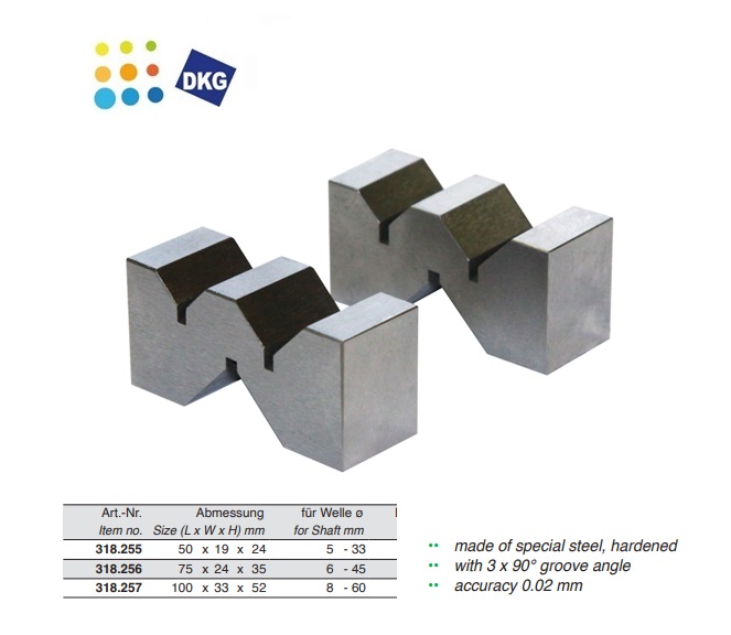 Drievoudig V-Blok, 50x19x24 mm