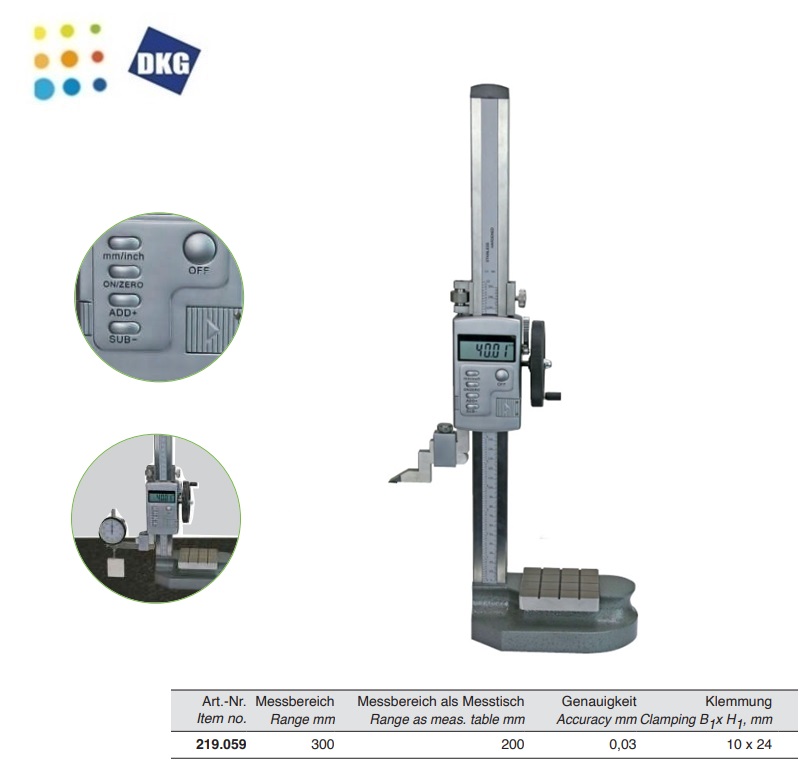 Digitale hoogte en aftekenmal 0 - 300 mm meettafel