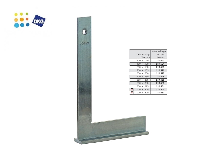 Smidswinkelhaak,200x130 mm, Met aanslag,  verzinkt | DKMTools - DKM Tools