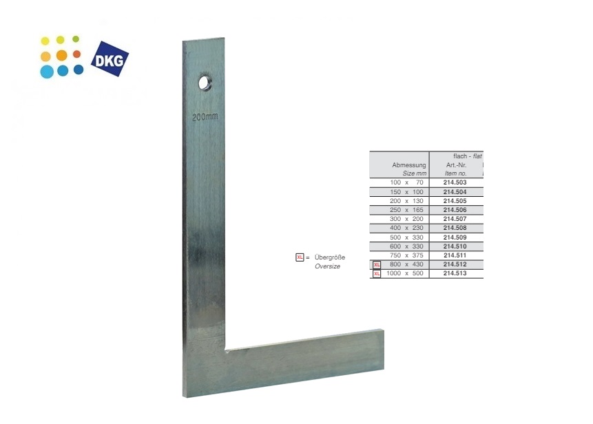 Smidswinkelhaak 300 x 200/180 mm Vlak | DKMTools - DKM Tools