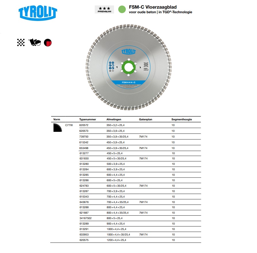 Vloerzaagblad C77W 350x3,2x25,4 13 FSM-C