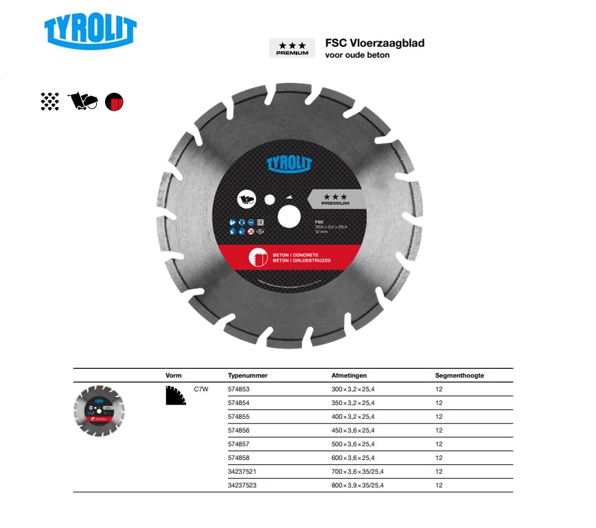 Vloerzaagblad C7W 300x3,2x25,4 12 FSC