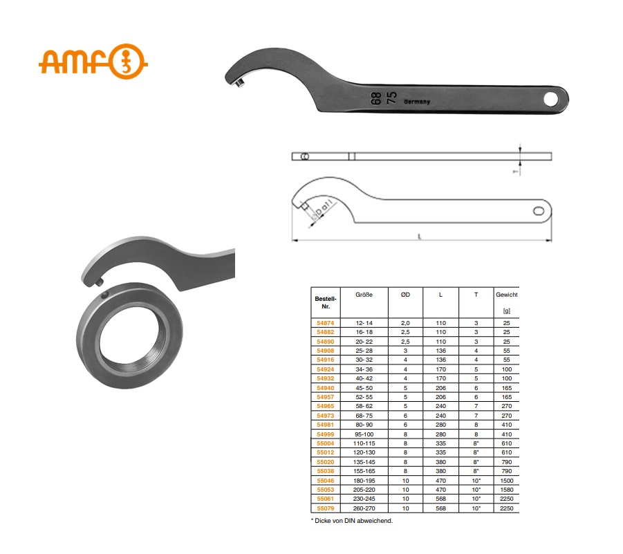 Haaksleutel met nok DIN 1810BD 80- 90mm | DKMTools - DKM Tools