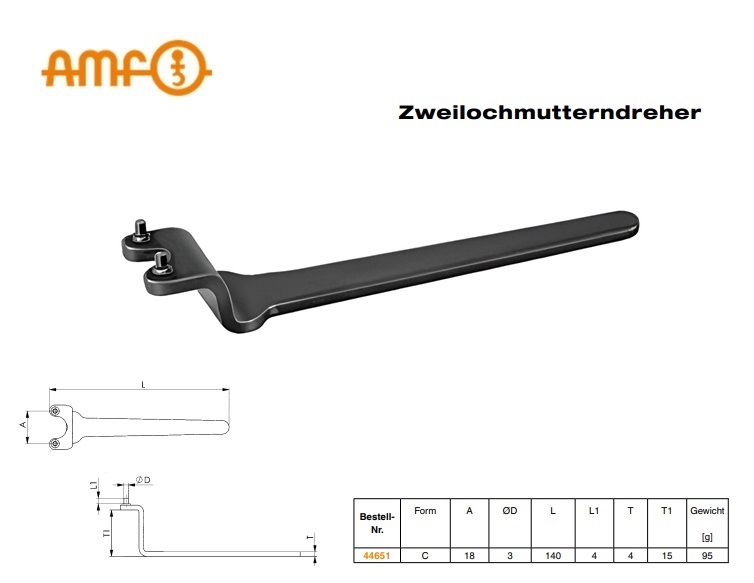 Tweegatsmoersleutel 3mm 18mm DIN 3116C