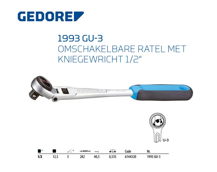 Gedore 1993 GU-3 Omschakelbare ratel 1/2