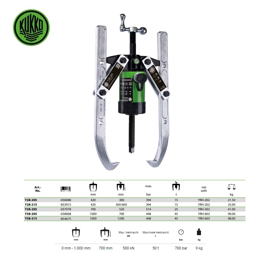 Hydraulische 2-armige trekker Y38-205 | DKMTools - DKM Tools