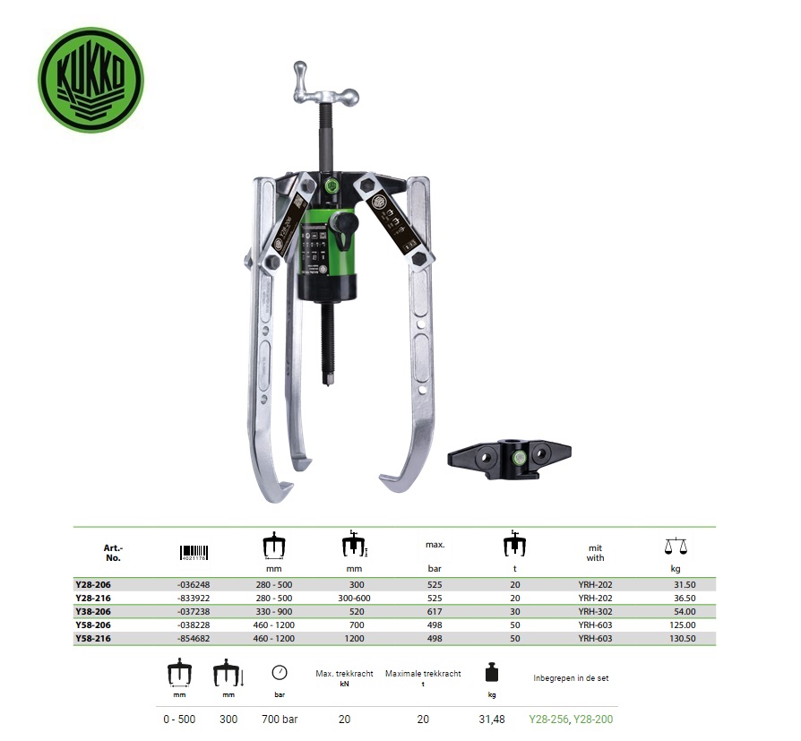 Hydraulische 2- en 3-armige trekker Y58-206 | DKMTools - DKM Tools