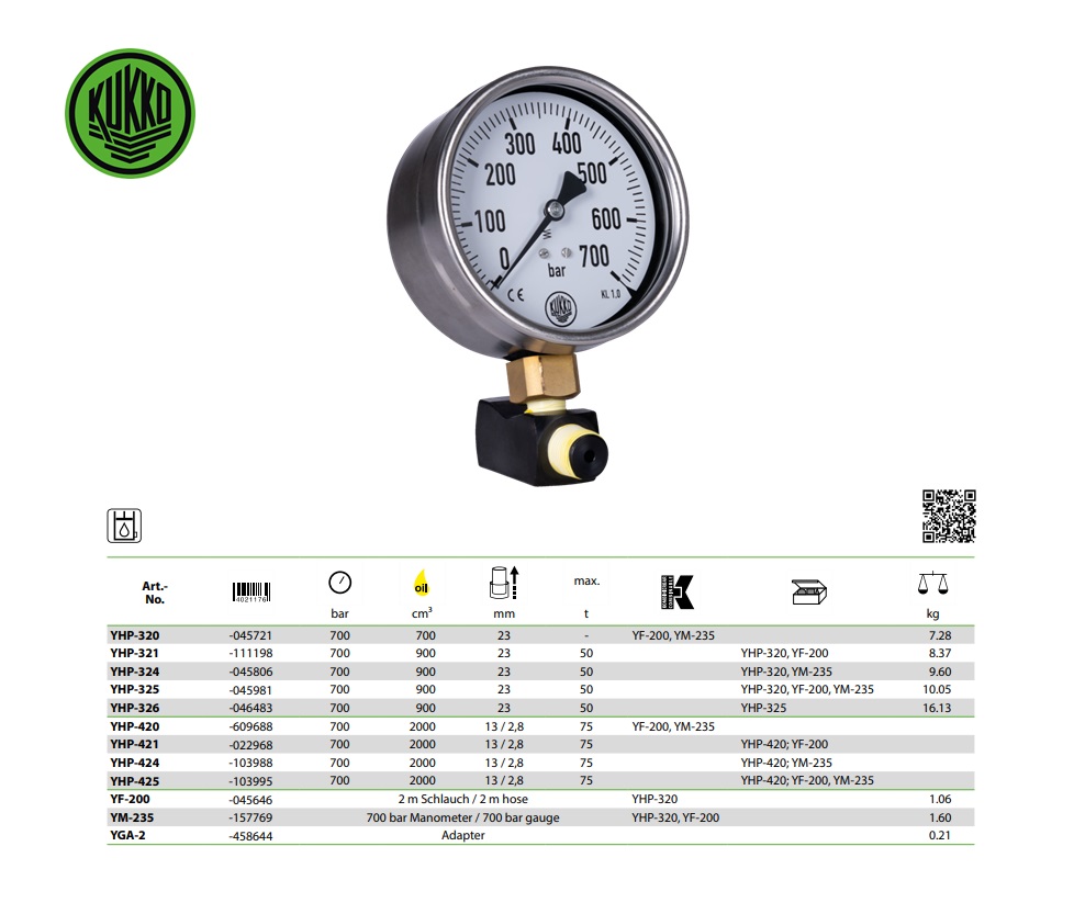 Manometer met tussenstuk YM-235