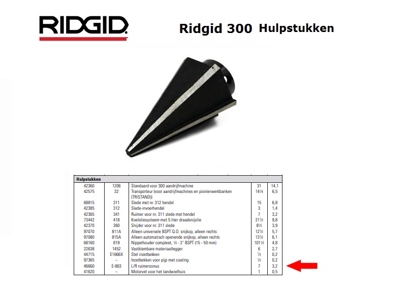 Ridgid E-863 L/R ruimerconus