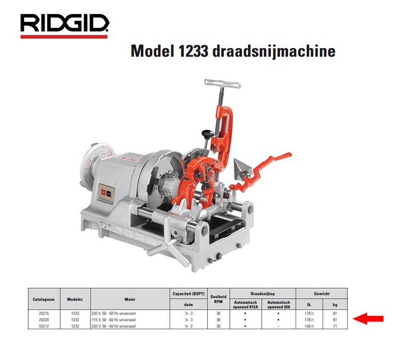 Ridgid 1233 Draadsnijmachine 115V BSPT 1/8