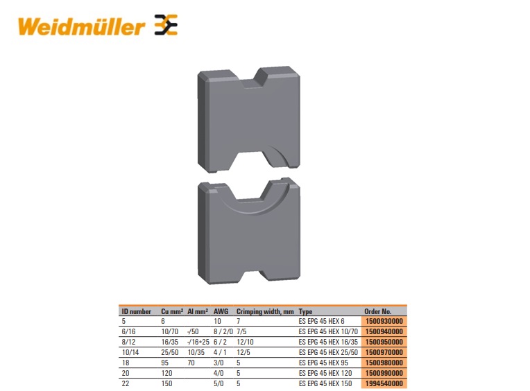 Zeshoekige krimpinzet ES EPG 45 HEX 6