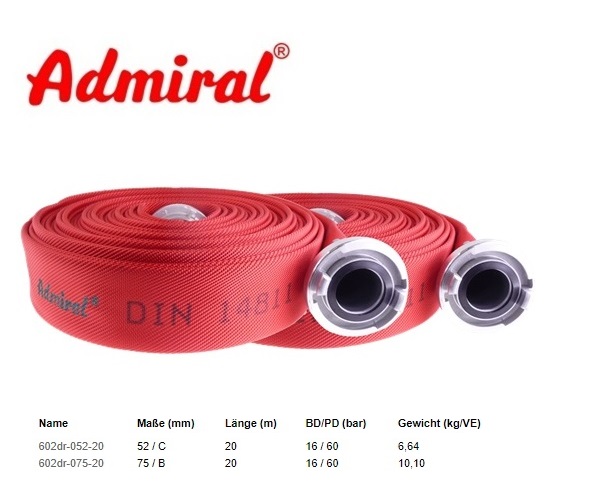 Bouwslang Admiral Star Rood DIN 14811 C / 20 m