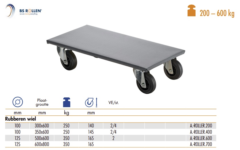 Universeel wielplatform 300x600 mm Ø100