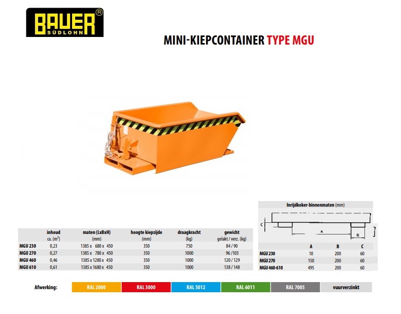 Mini-Kiepcontainer MGU 460 Ral 6011 | DKMTools - DKM Tools