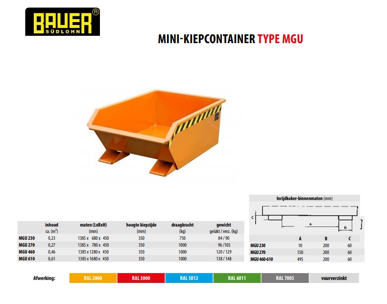 Mini-Kiepcontainer MGU 270 Ral 6011 | DKMTools - DKM Tools