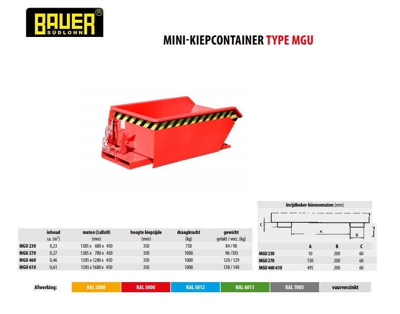 Mini-Kiepcontainer MGU 230 Ral 3000