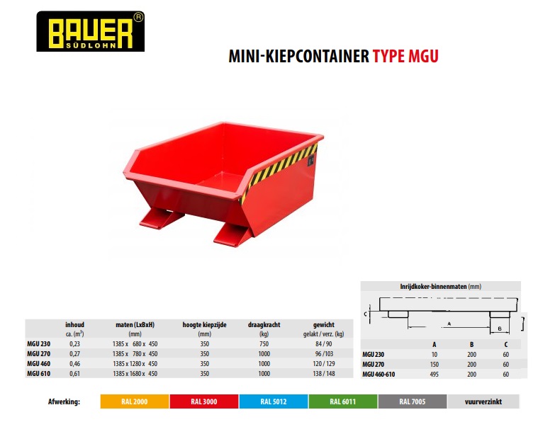 Mini-Kiepcontainer MGU 270 Ral 3000