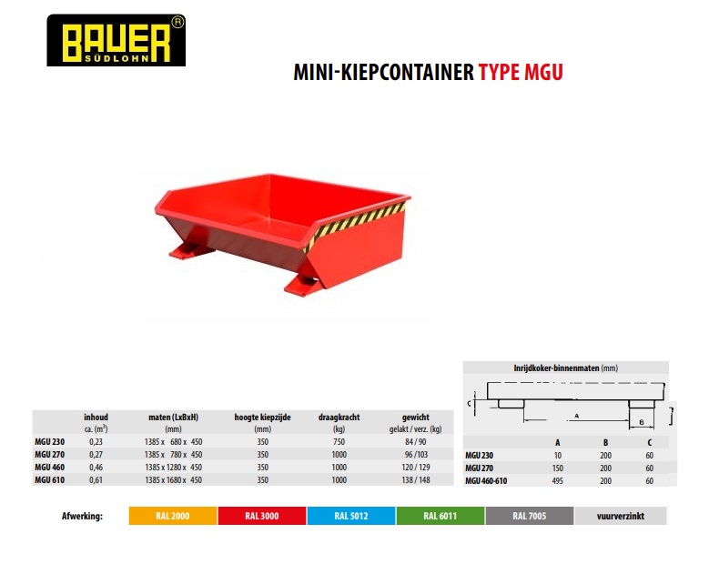 Mini-Kiepcontainer MGU 460 Ral 3000