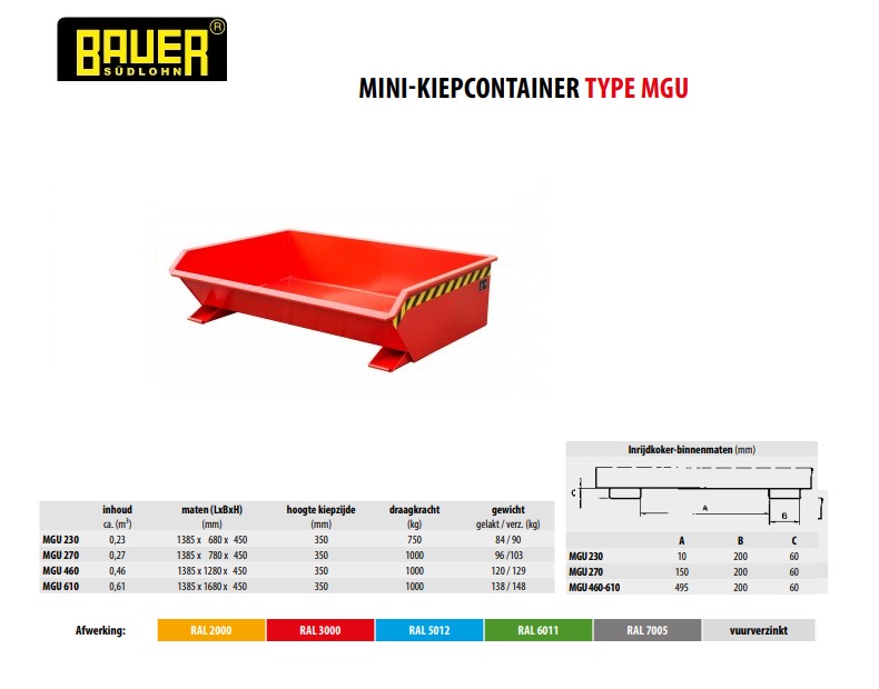 Mini-Kiepcontainer MGU 610 Ral 3000