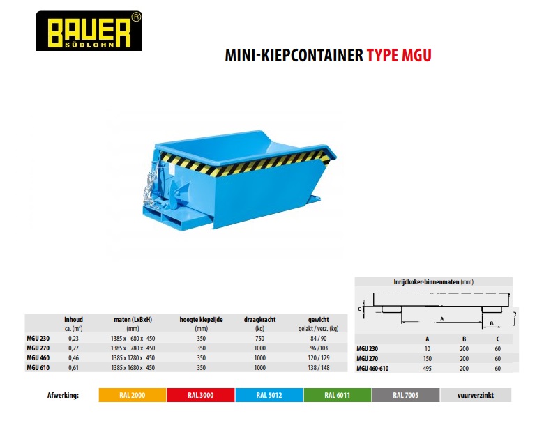 Mini-Kiepcontainer MGU 230 Ral 5012