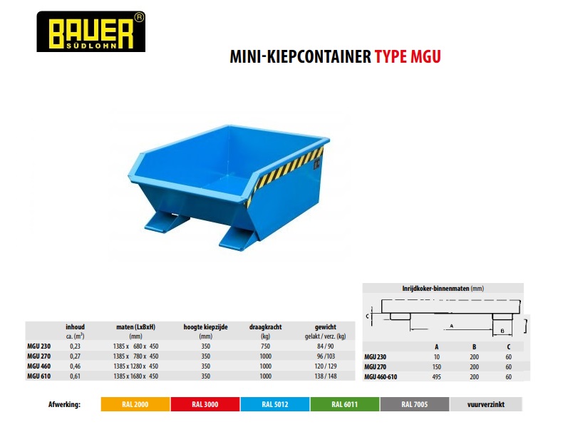 Mini-Kiepcontainer MGU 270 Ral 5012