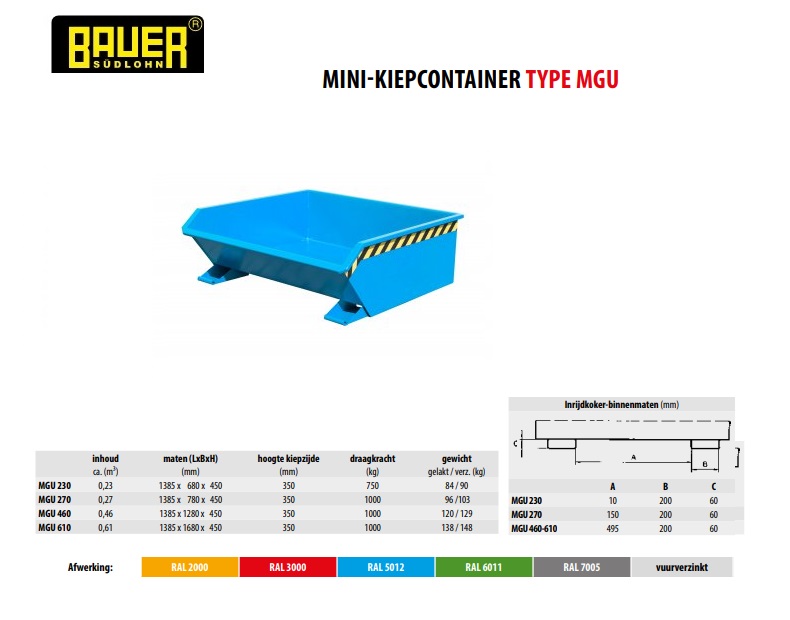 Mini-Kiepcontainer MGU 460 Ral 5012