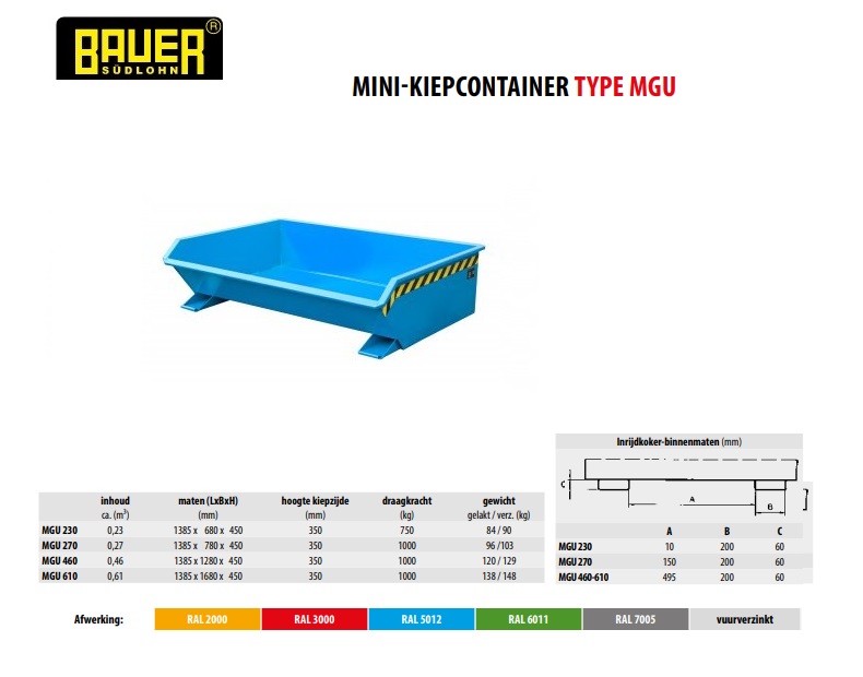 Mini-Kiepcontainer MGU 610 Ral 5012