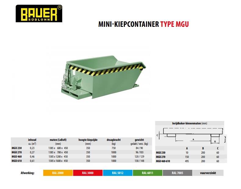 Mini-Kiepcontainer MGU 230 Ral 6011