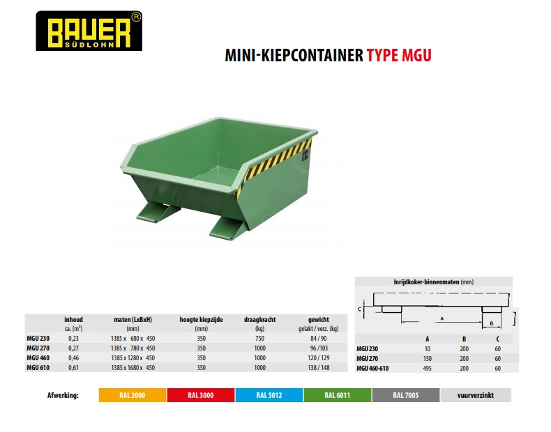 Mini-Kiepcontainer MGU 270 Ral 6011