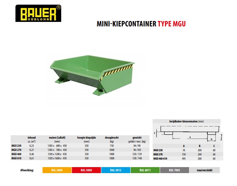 Mini-Kiepcontainer MGU 460 Ral 6011