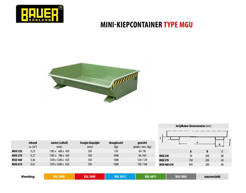 Mini-Kiepcontainer MGU 610 Ral 6011