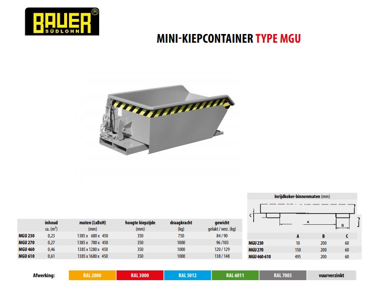 Mini-Kiepcontainer MGU 230 Ral 7005