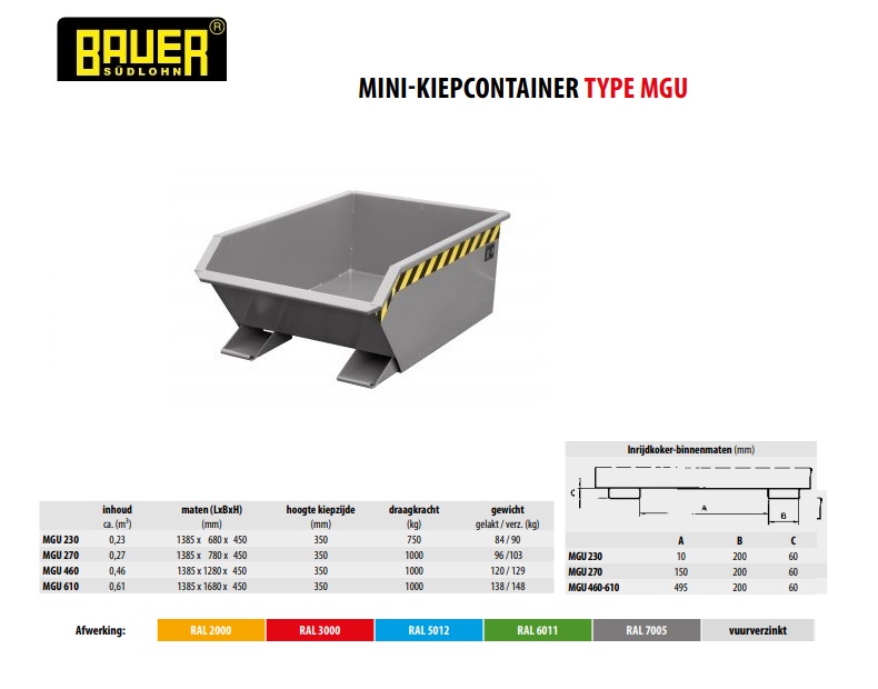 Mini-Kiepcontainer MGU 270 Ral 7005