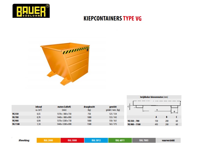 Kiepcontainer VG 550 Ral 7005 | DKMTools - DKM Tools