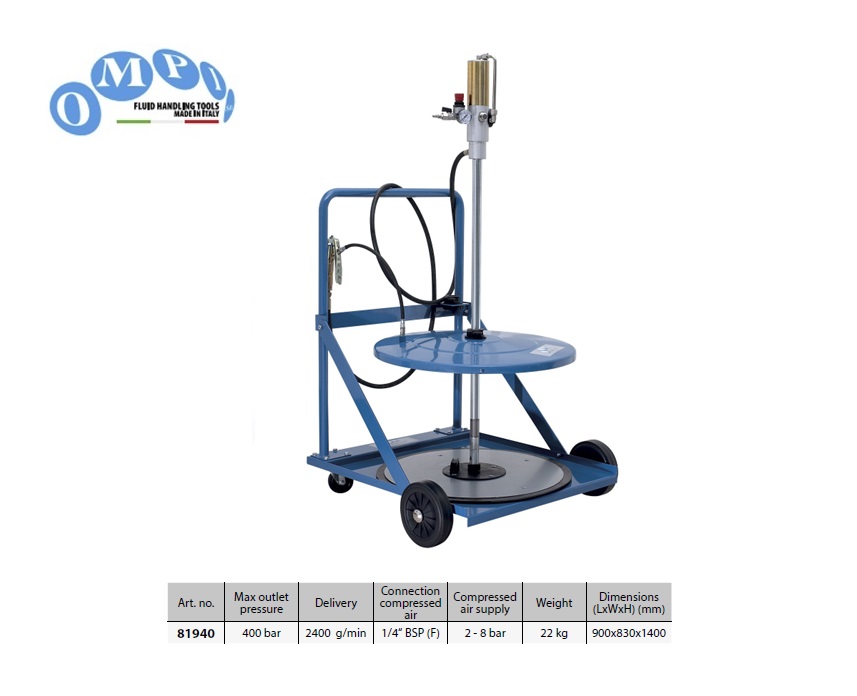 Pneumatische vetpomp 180-200 kg 400 bar