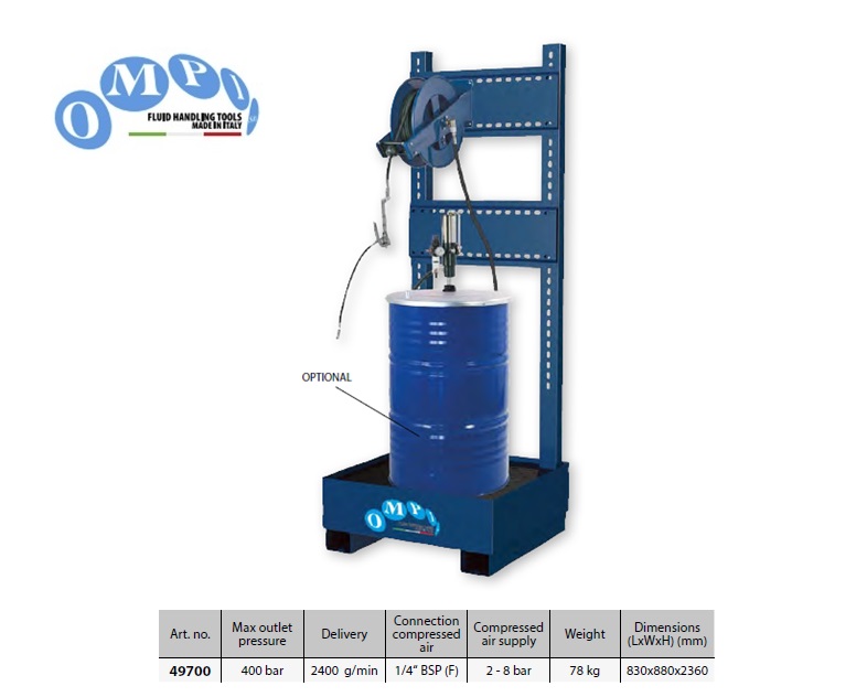 Stationaire pneumatische vetpomp 50-180 kg 400 bar