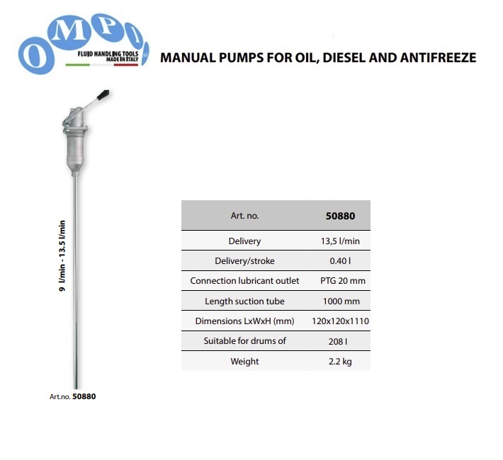 Handpomp voor olie en diesel 13,5 lt/min