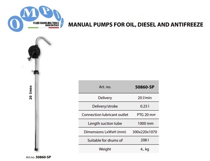 Handpomp voor olie en diesel 20 lt/min