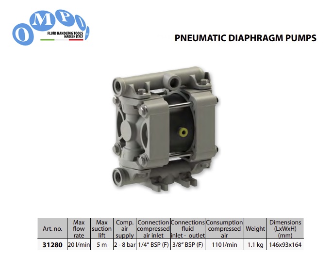 Pneumatische dubbelmembraanpomp, zelfaanzuigend tot 5 m | DKMTools - DKM Tools