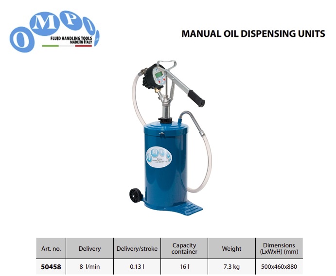 Handbediende oliepomp op wielen met digitale meter 8 lt/min