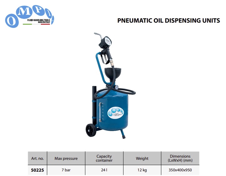 Oliedispenser 24 L met pistool en oliemeter - 7 bar