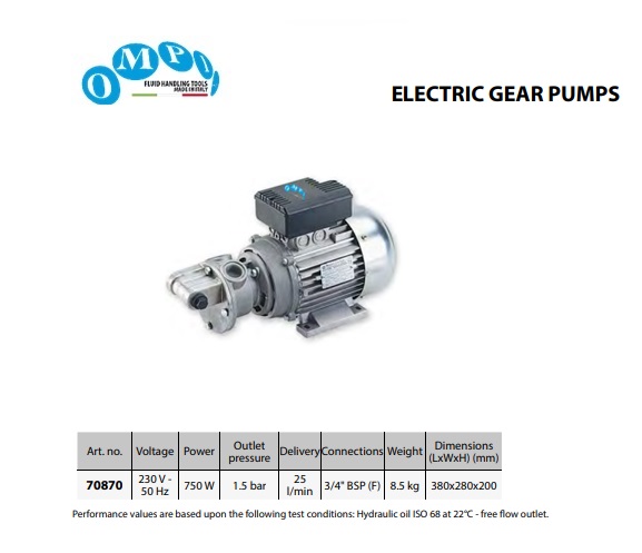 230 V olie dieselpomp met zelfaanzuigende excentriek 1400 rpm