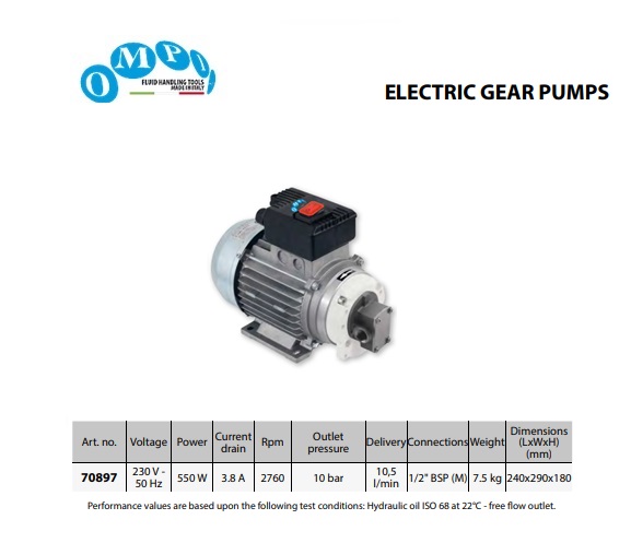 Elektrische pomp voor olie, antivries en dieselolie 230 V 2760 rpm