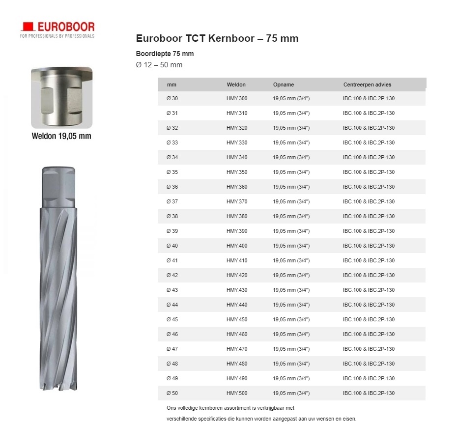 TCT Kernboor Ø 48 mm x 150 mm HMW.480 | DKMTools - DKM Tools