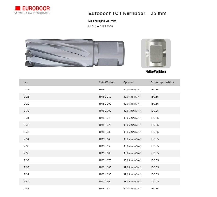 TCT Kernboor Ø 38 mm x 200 mm HMV.380 | DKMTools - DKM Tools