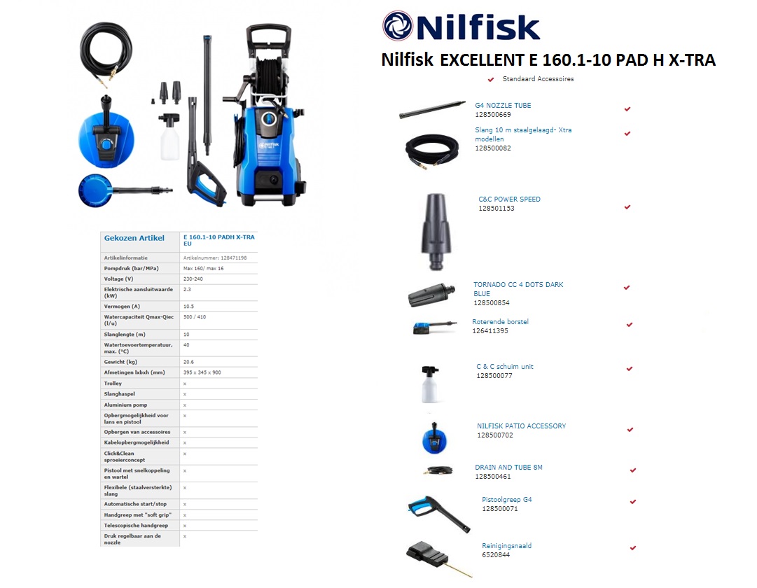 Nilfisk E 160 1 10 PH X TRA Hogedrukreiniger DKMTools