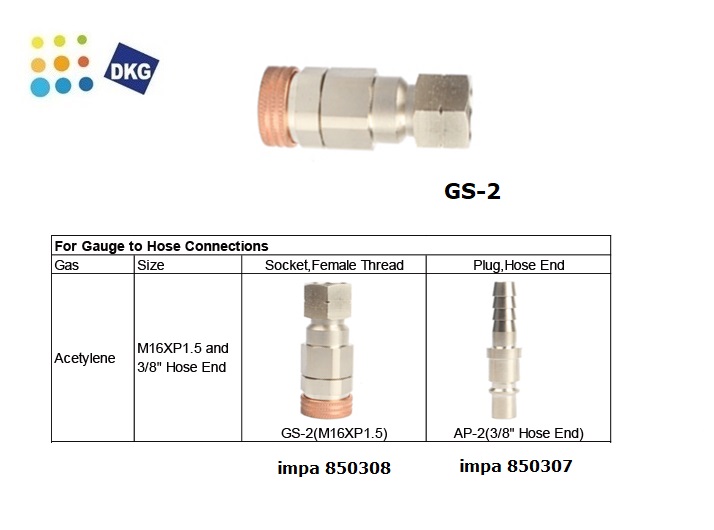 Snelkoppeling Vrouw voor acetyleen GS-2 M16XP1.5 vrouwelijk