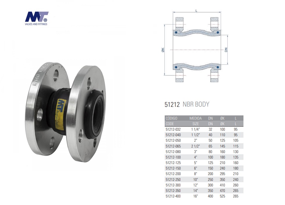 Rubber expansie compensator, Enkele bol NBR PN10/PN16 DN32